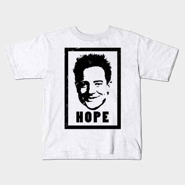 Brendan Fraser Hope Kids T-Shirt by POPITONTHEWALL